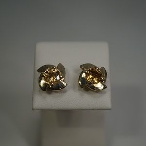 14KY Gold & Genuine Yellow Topaz Earrings